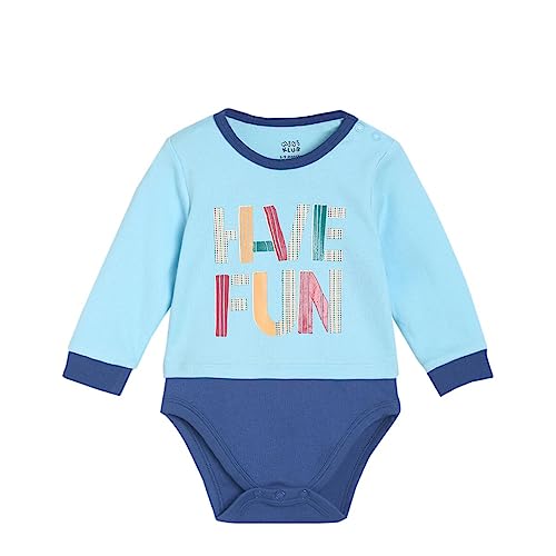 Image of miniklub Baby Long Sleeve Round Neck Knit Cotton Top And Bottom, (Blue)