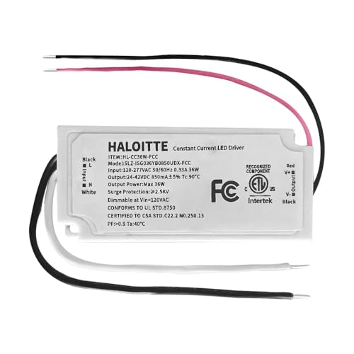 Haloitte 36W Constant Current LED Driver, 120-277Vac to 24-42Vdc, TRIAC Dimmable at 120 Volt...