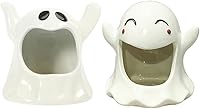 Vista 8 de ABOOFAN Portavelas de Halloween con forma de fantasma, portavelas votivas, 2 portavelas de cerámica para centros de mesa de Halloween, decoración