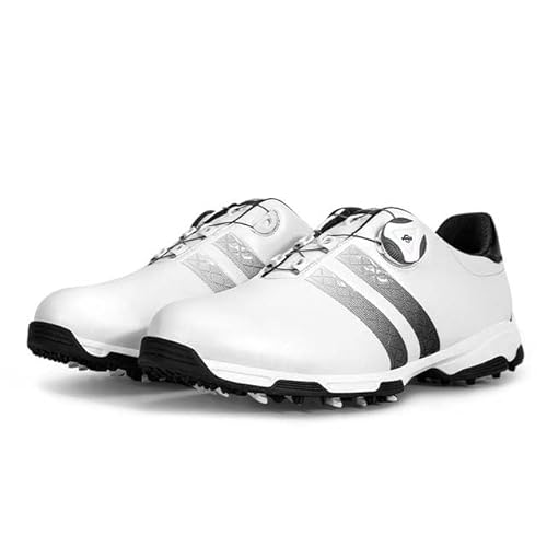 【PGM】ゴルフシューズ ダイヤル式 ソフトスパイク メンズ ゴルフ スパイクシューズ ハイキングシューズ アウトドア靴 スポーツ靴 ウ ォーキングシューズ 遠足 アウトドア シューズ ハイキング 防滑 (シルバー, 25.0 cm)