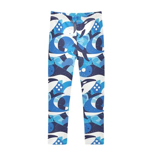 Killer Whale on Blue Kids Girl's Legging Comfortable High Waisted Lounge Pants Exercise