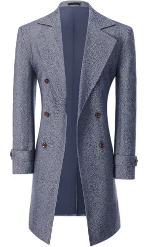 Image of Mens Casual Blazer Coats Wool Blend Men Trench Coat Jacket Double Breasted Classic Warm Men's Sport Coats