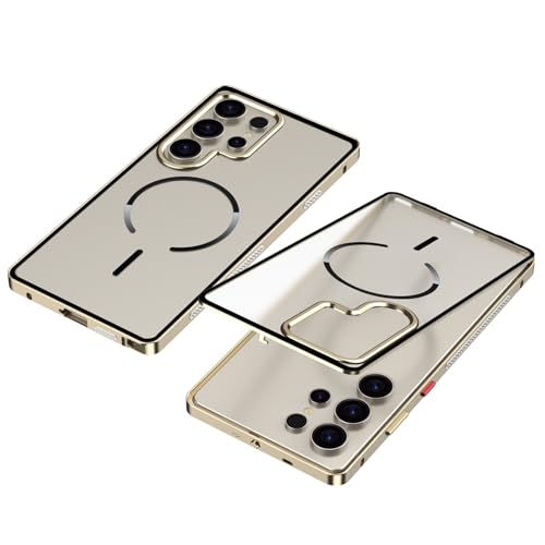 Coque Samsung S25 compatible MagSafe cadre aluminium et dos mat givré