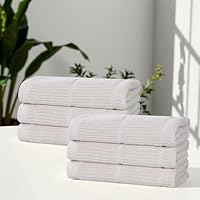 Superior Milo Smart Twist Viscose Cotton Blend Medium Weight Towels, for Kitchen, Bathroom, Shower, Spa, Plush, Quick Dry, Soft Bath Essentials, Ribbed Design, Absorbent Hand Towels, Set of 6, Silver