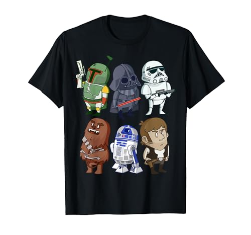 T-shirt Star Wars Character Doodles en coton anti-déformation et motif durable