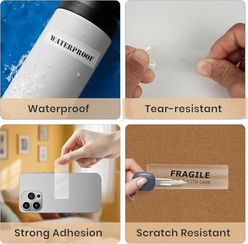 Seznik Transparent, Waterproof, Non-Tearable, Sticky Thermal Lables, Label Roll, 2 inch Adhesive Thermal Labels (40mmx15mm - 1000 Lables)