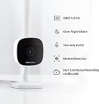 Indoor Security Bullet Camera -AlfredCam, Plug-in Baby Monitor/Pet Cam- 1080P, Night Vision, Wide-Angle View, Continuous Recording, and Stick-On Mount -Works with AlfredCamera App 2.4GHz
