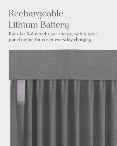Image of Graywind Motorized Curtains with Track, Room Darkening Smart Curtains, Rechargeable Curtains Compatible with Alexa & Remote Control for Large Windows, Custom Drapes Up to 220 inch, Echo (Smoke)