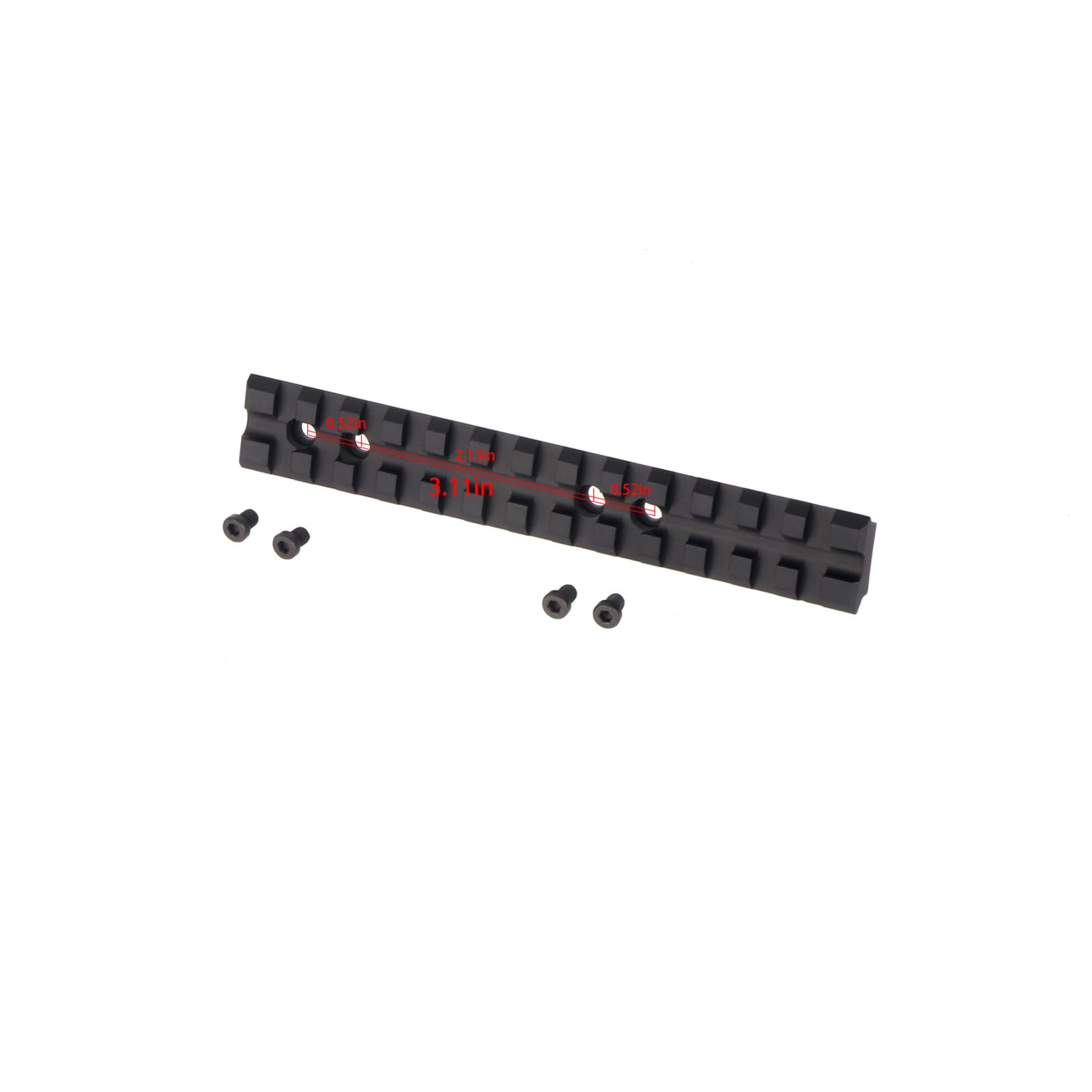 Sections Rail M-Lok 5/7/13 Fentes – Aluminium CNC Anodisé Rouge, Compatible Picatinny, Clé Allen Incluse