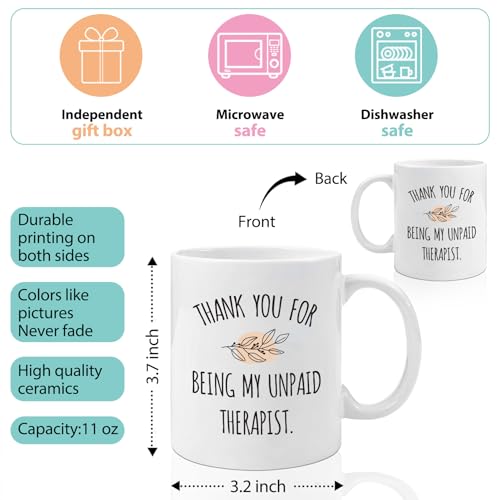 Taza de agradecimiento para terapeuta, diseño redondo, color blanco miniatura 4