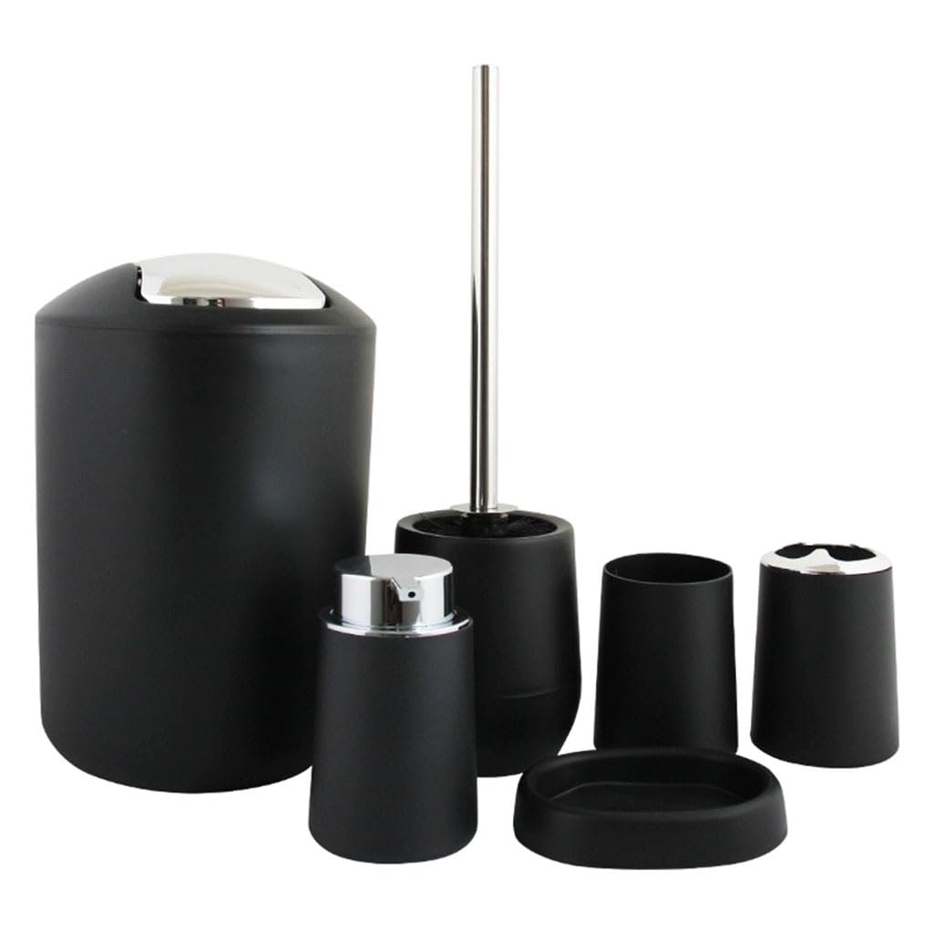 TWISAXC Bathroom Accessories Set Soap Dispenser Premium Decor Shower Curtain Rugs Toothbrush Holder Essential Necessities Bathroom Accessories Set Soap, Black