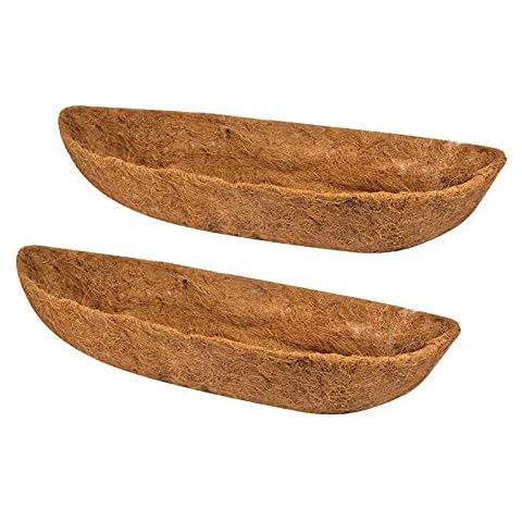 blessvt Coco Liner Trough Half Moon Shaped Planter Liner,Coco Coir Liner 24inch Replaceable For Window Box Hanging Baskets At Indoor Outdoor Garden Porch And Balcony Cover
