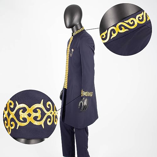 Dashiki Men African Suit Embroidery Jackets and Trousers 2 Piece Set Traditional Attire Wedding Party4