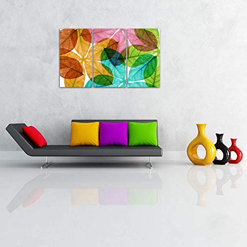 Image of ArtzFolio Colorful Leaves Split Art Painting Panel On Sunboard 45 X 27Inch