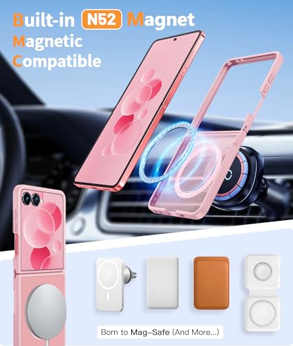 Image of FNTCASE for Samsung-Galaxy Z-Flip-7 Magnetic Case:Translucent Matte Textured Military Grade Drop Protection Phone Cover - Durable Rugged Shockproof Protective Bumper Cases
