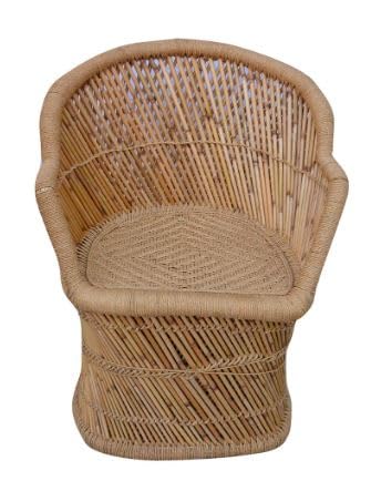 KAM Home Bamboo Chair Natural Pure Natural and Handmade Bamboo Mudda Chair with (Arm Rest) Biege - Standard Size MUDDA Indoor/Outdoor