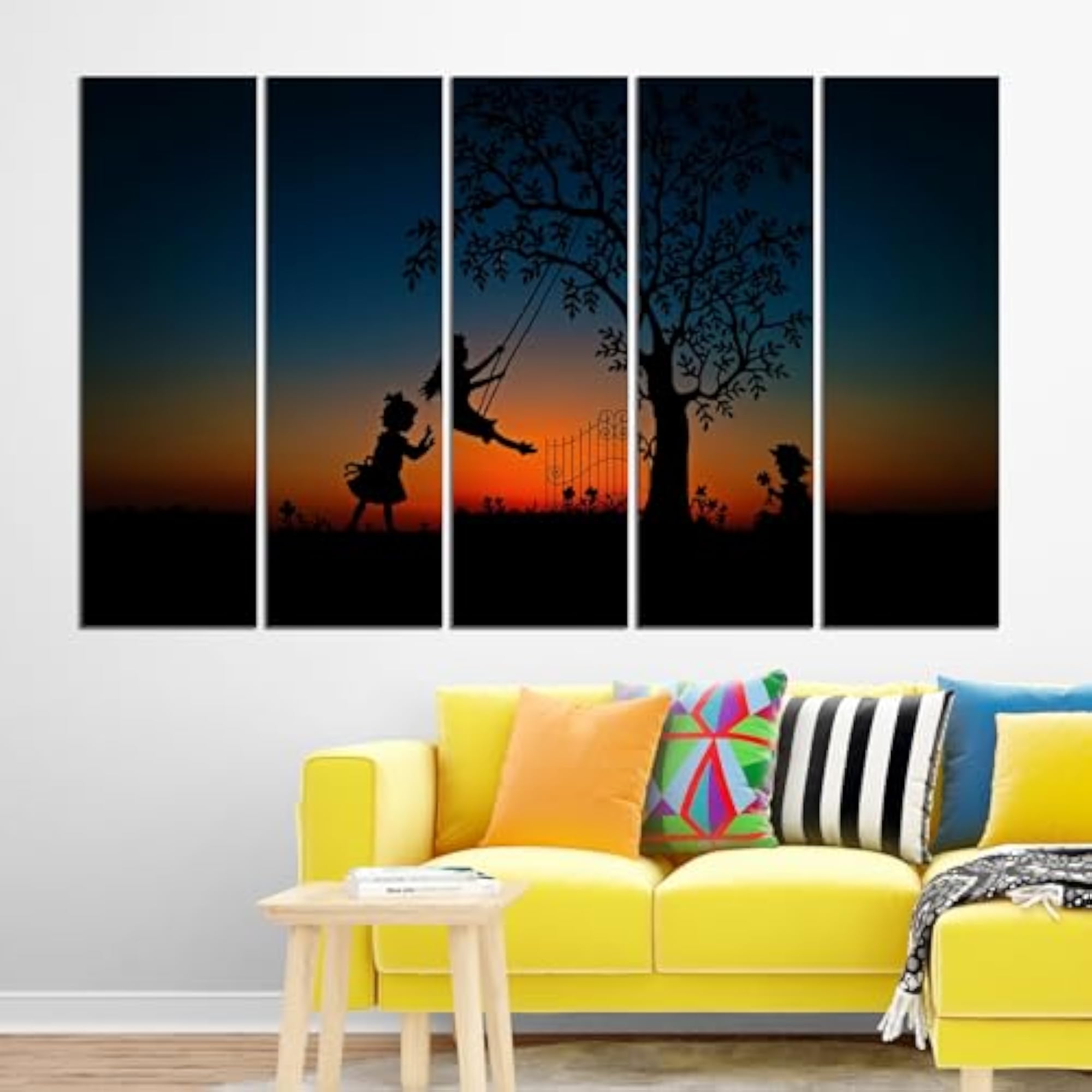 Children Playing Canvas Multiple Frames Painting Set of 5