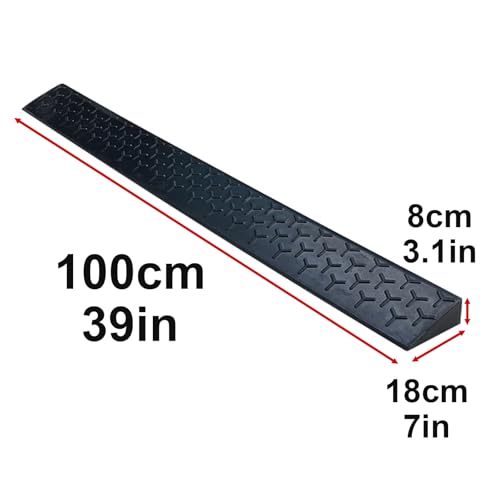 Rampa para cordón de entrada pesada de caucho antideslizante para transiciones suaves de vehículos, rampa para silla de ruedas 18x8x100cm miniatura 2