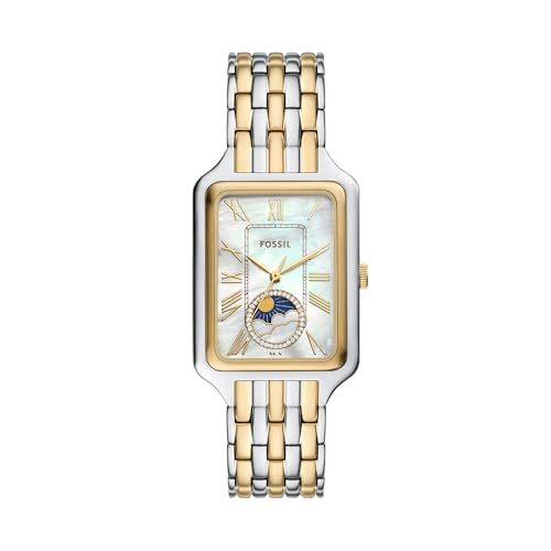 Fossil Womens Watch Raquel Sun Moon Multifunction Two-Tone Stainless Steel Watch for Women