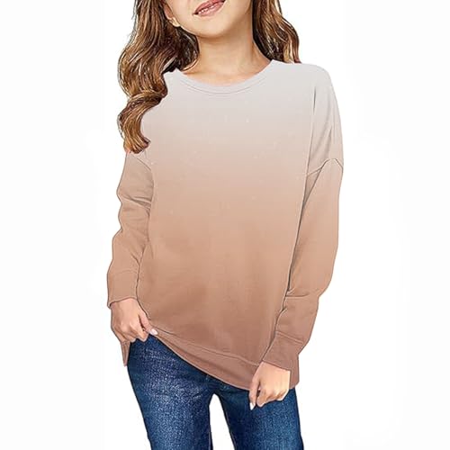 Gradient Pullover for Girls Long Sleeve Crew Neck Flash Sweatshirt Fashion Soft Comfy Y2k Pullover Outfit 1-12 Years2