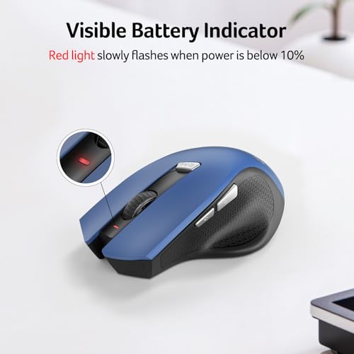 Image of Acer Wireless Mouse for Laptop, 2.4GHz Computer Mouse 3 Adjustable DPI Office Cordless USB Mice with USBA Receiver, 6 Buttons, 1600 DPI, Medium to Large Sized Hands (Blue)