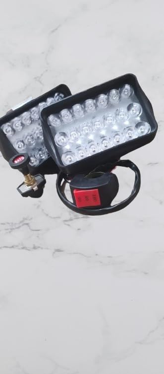 GLOWLIGHT UNIVERSAL 21 Led Fog Light (white) For Car, Bus, Truck, Motorbike, Fog Lamp Car, Motorbike, Truck LED (12 V, 40 W) Pack of 2 + 1 On/Off Switch