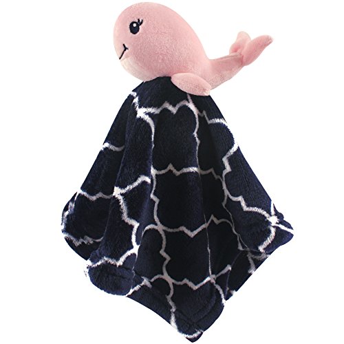 Image of Hudson Baby Unisex Baby Animal Face Security Blanket, Girl Whale, One Size