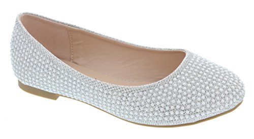Harper-Ii-31 Sparkle Pearl Closed Toe Slip On Dress Pumps Flat Shoes