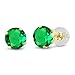 Gem Stone King 14K Gold Gemstone Birthstone Solitaire Stud Earrings | Round 6MM | Gold Earrings For Women Men