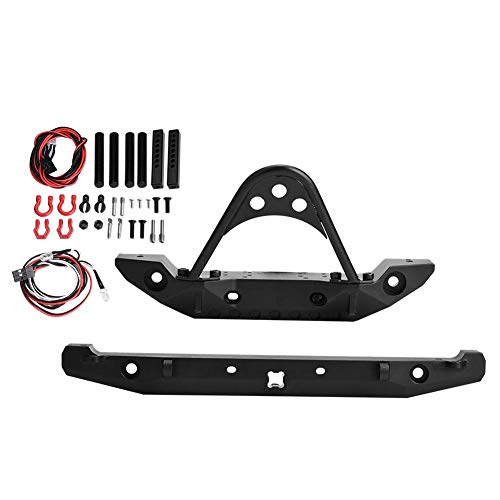 RC Crawler Car Bumper, Front Rear Bumper with LED Lights Winch Mount for Traxxas -4 Axial SCX10 90046 Accessory Parts