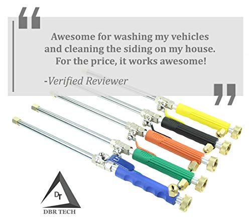 Hydro Jet High Pressure Power Washer Wand for Car Washing or Garden Cleaning, Heavy Duty Metal Watering Sprayer with Universal Hose End, Hydrojet Water Power Nozzle (Basil Green)