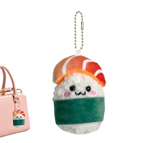 Peluche de salmón de sushi, material de algodón PP de felpa corta, bonito colgante de muñeca de bola de arroz, perfecto para, mochila, coche, llavero, decoración, accesorio de fotografía, regalo