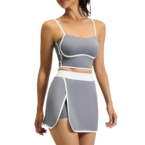 [Kanu Surf] ���K�E�F�A �Z�b�g ���f�B�[�X �㉺�Z�b�g �X�|�[�c�E�F�A �J�b�v�t�� ���K�u�� �V���[�c�t�� �X�J�[�g �z������ �X�g���b�` �e�j�X �S���t �W���E�F�A �s���e�B�X �_���X�E�F�A �ėp (�O���[,2XL)