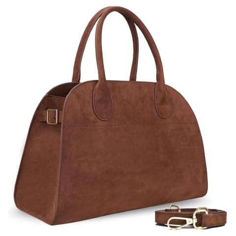 Suede Tote Bag for Womens-Retro Faux Leather Suede Handbags, Trendys Top Handle Bag,Coffee Satchel Bag with 4 Compartments and 1 Strap for Crossbody Cover