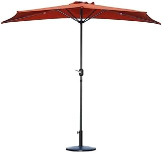 HZH Guarda-sol guarda-sol guarda-sol jardim 9 pés parede meio guarda-chuva com 5 costelas e manivela, guarda-sol para varanda ao ar livre porta do café