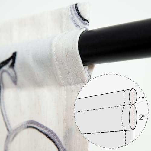 Image of VOGOL French Door Curtains, Country Style Light Filtering Privacy Drapes for Living Room Sliding Door, 1 Panel 36 x 40 Inches Sidelight Doorway Curtain, Grey & Beige