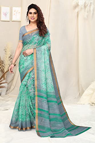Image of MIRCHI FASHION Kota Doria Cotton Saree with Blouse Piece | Paisley Block Printed Saree for Women | Traditional Ethnic Daily Wear Summer Saree