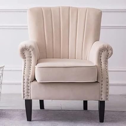 Image of Chair Armchair Single Sofa Chair for Small Apartments, Living Room or Bedroom Chair (Set of 2 Chairs) (Set of 2 Beige)