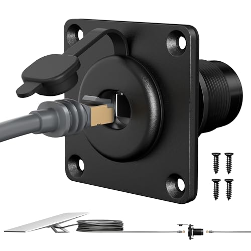 EAZUSE Starlink Wall Pass Through Kit for RV, Starlink Standard 4/Mini Ethernet Cable Pass Through CAT6 Female to Female Panel Recessed Mount Waterproof Aluminum RJ45 Adapter for RV, Camper