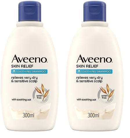 Aveeno Skin Relief Soothing Shampoo (1 x 300 ml), champú infantil que alivia la irritación, champú para bebés con avena calmante, para cueros cabelludos secos y sensibles (Paquete de 2)