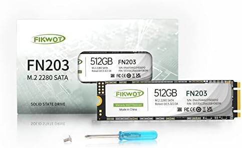 Fikwot FN203 512GB M.2 SATA SSD - SLC Cache 3D NAND TLC SATA III 6Gb/s M.2 2280 NGFF Internal Solid State Drive, Up to 550MB/s, Compatible with Ultrabooks, Tablet Computers and Mini PCs