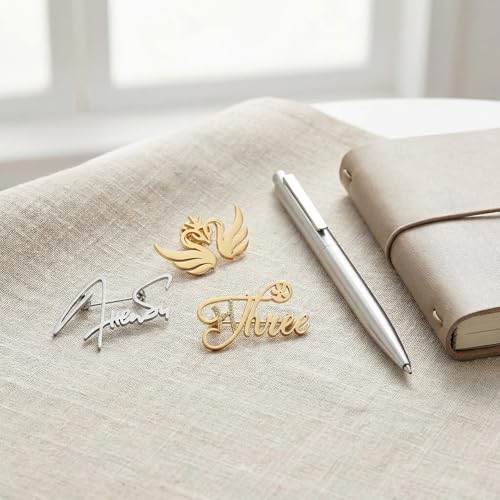 Image of Custom Name Lapel Pin Personalized Script Brooch for Women Men, Customizable Name Badge Elegant Cursive Letter Pin, Minimalist Jewelry Gift for Wedding Birthday Anniversary