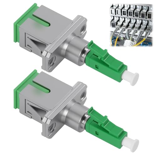 Lot de 2 adaptateurs à fibre optique SC/APC femelle vers LC/APC mâle monomode hybride LC vers SC pour couplage de fibre optique durable et rapide, faible perte (SC/APC-LC/APC)