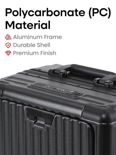 Image of 20 Inch Carry on Luggage with Spinner Wheels,Aluminum Frame Zipperless Checked Travel suitcase for Shout Business Women Men (Black, 20in carry-on Aluminum Frame)