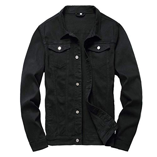 Image of Mens Denim Jacket Ripped Slim Jean Jacket Coat for Men