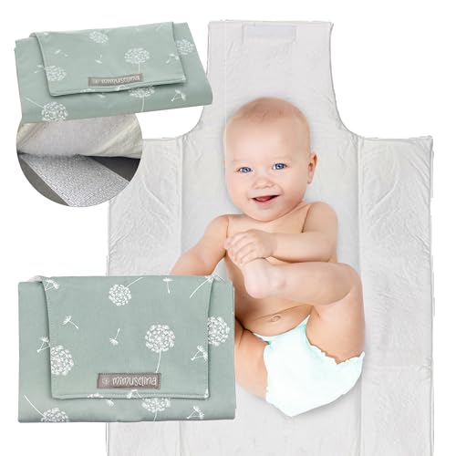 MIMUSELINA Cambiador Bebe Portatil | Cambiador Paseo Impermeable y Ligero | 100% Algodón Exterior, Interior Lavable y Libre de BPA | Plegable con Cierre Fácil | Hecho en España