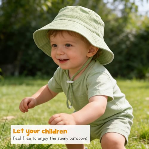 Baby Sun Hat Infant Toddler Summer Bucket Hat, Medical Cotton Yarn Sun Hats for Baby Boys Girls 6-24 Months — view 4