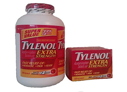 Tylenol Extra Strength 325+50 bonus eZ tabs , 500mg Acetaminophen (Econo Bottle)