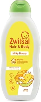 Zwitsal Baby Hair & Body Bath, 6.8 fl oz 200 ml, Milky Honey