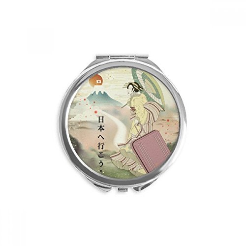 Mount Japanese Ukiyo-e Japan Hand Compact Mirror Round Portable Pocket Glass image 2